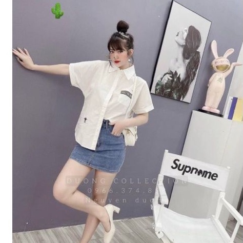 Sơ mi vạt kiểu thêu phối túi tay ngắn cực phong cách (PC)