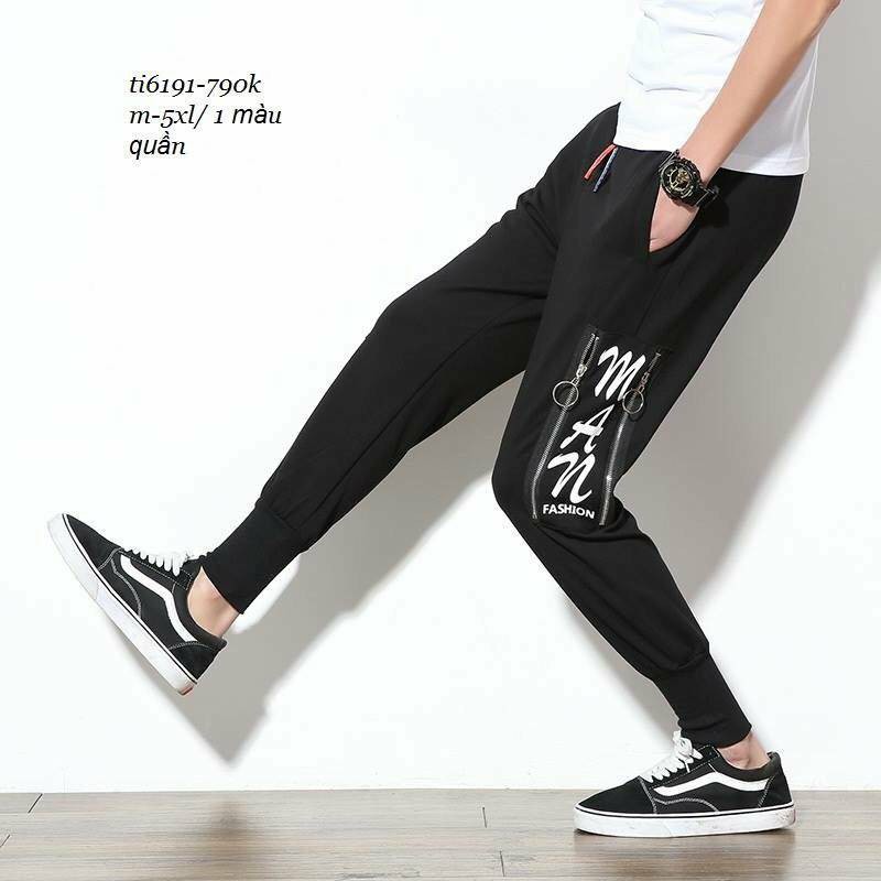 Quần jogger nỉ khóa kéo