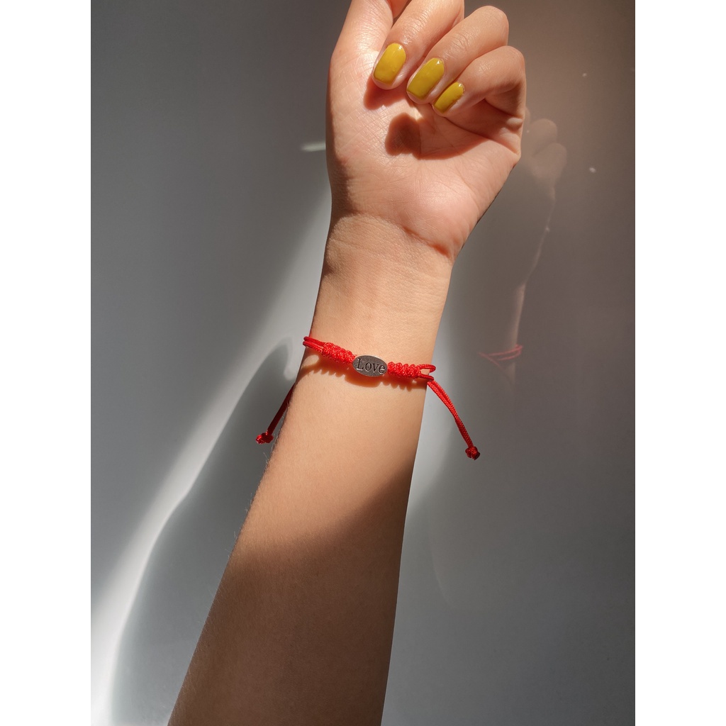 Vòng tay chỉ đỏ tự đan, Vòng tay handmade mix cỏ 4 lá may mắn
