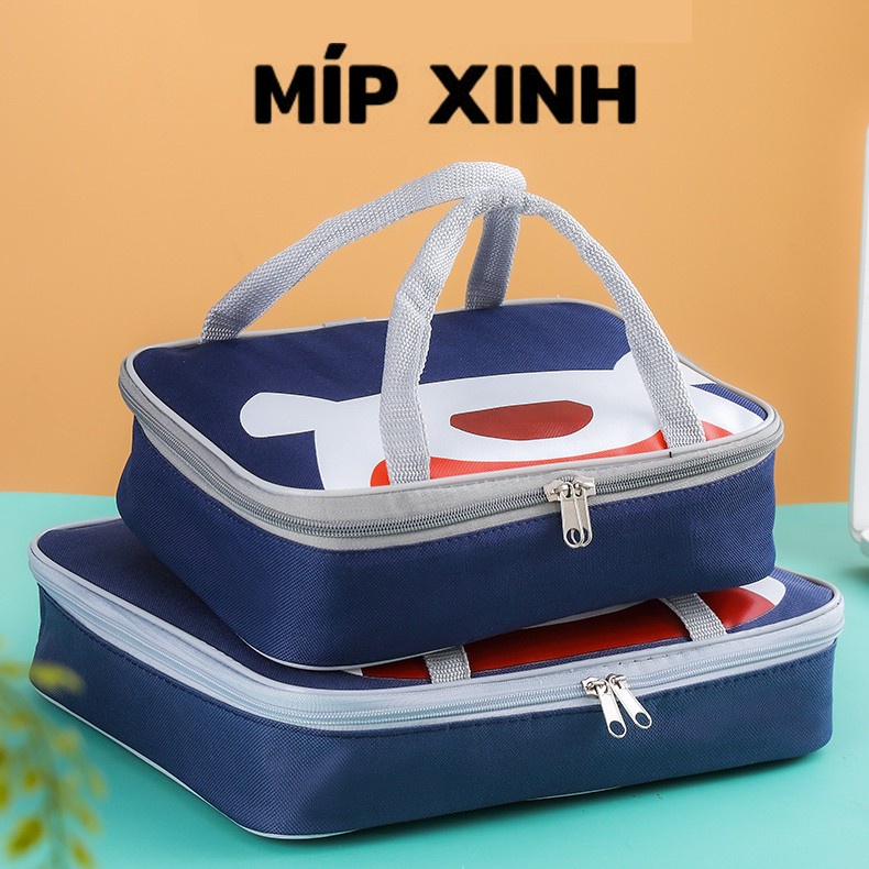 Túi đựng hộp cơm giữ nhiệt FOOD BEAR cao cấp lót nhôm, giữ nhiệt từ 2-3h, túi đựng thức ăn chữ nhật