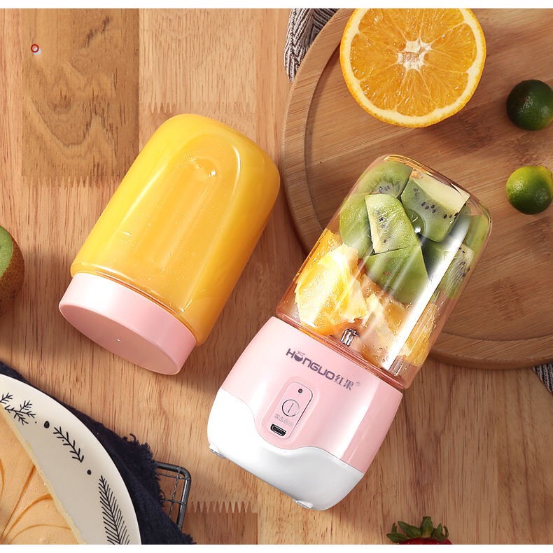Máy Xay Sinh Tố, Máy Xay Hoa Quả Mini Cầm Tay Hunguo 6 Lưỡi Inox Không Gỉ Xay Đá, Xay Sinh Tố Cực Nhuyễn