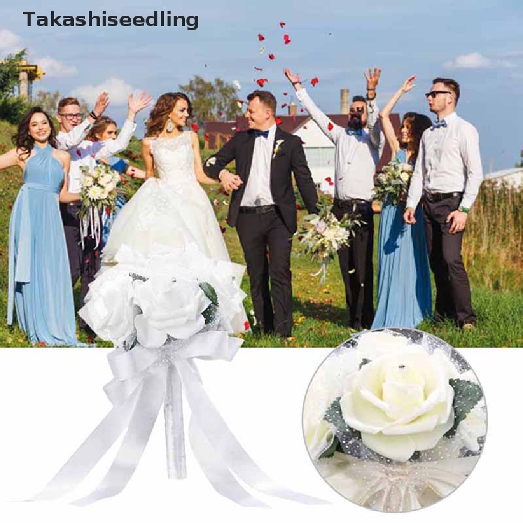 Bó Hoa Hồng Giả Cầm Tay Xinh Xắn Dùng Trang Trí