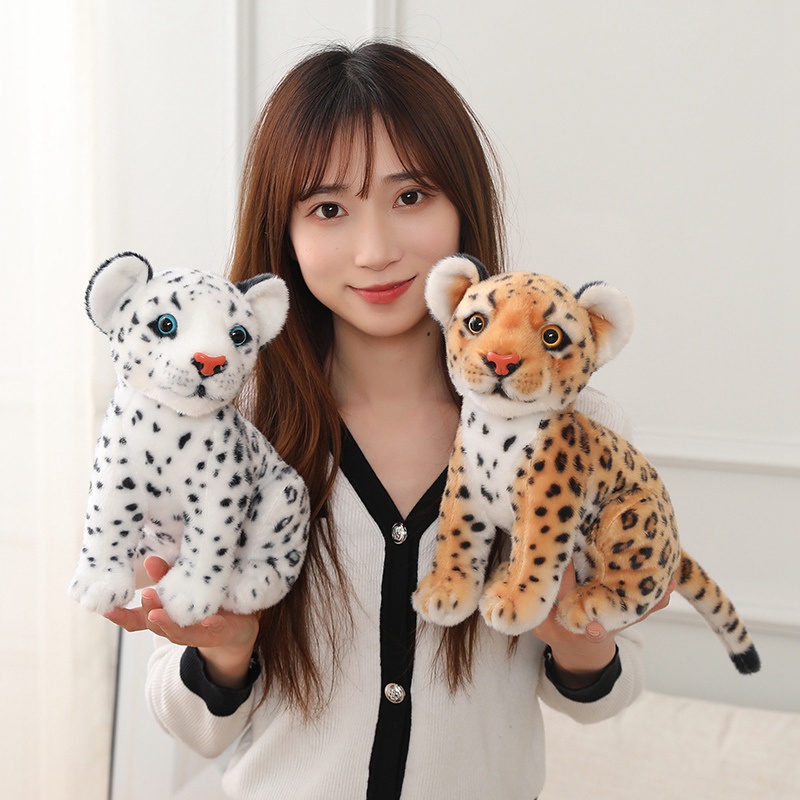 Thú Nhồi Bông Hình Con Báo Tuyết Mềm Mại Kích Thước 28/32CM