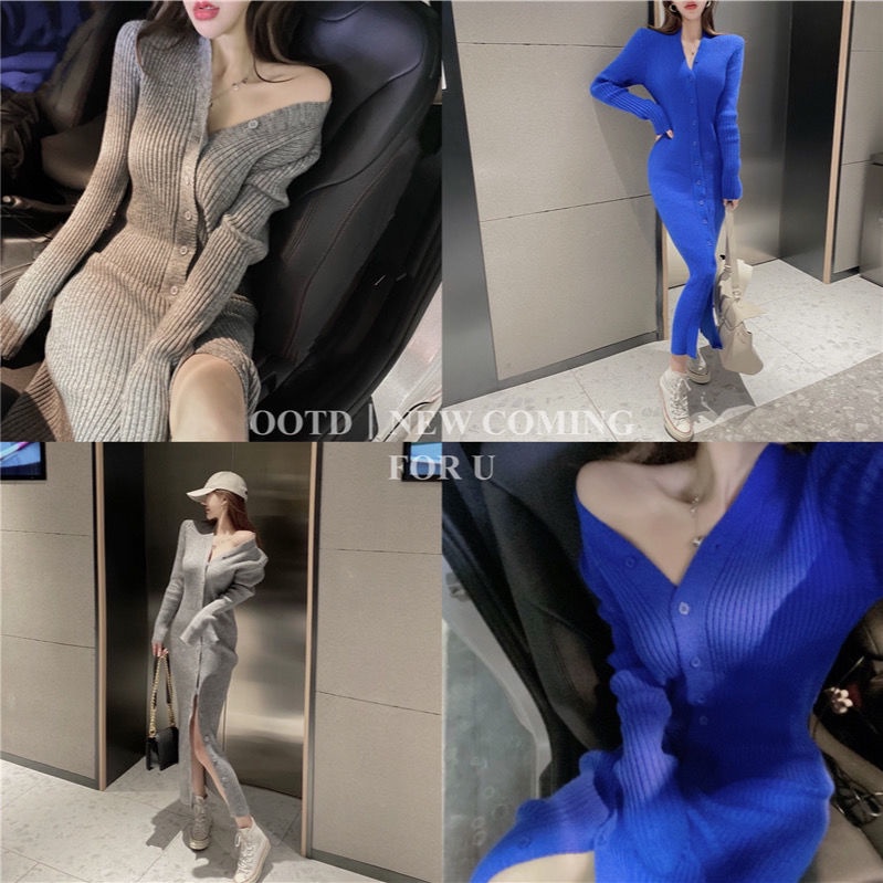 The new autumn and winter style comes with a thickened coat to show the figure, a knitted dress, a cardigan, a waist bag, a tight buttock, a skinny skirt.