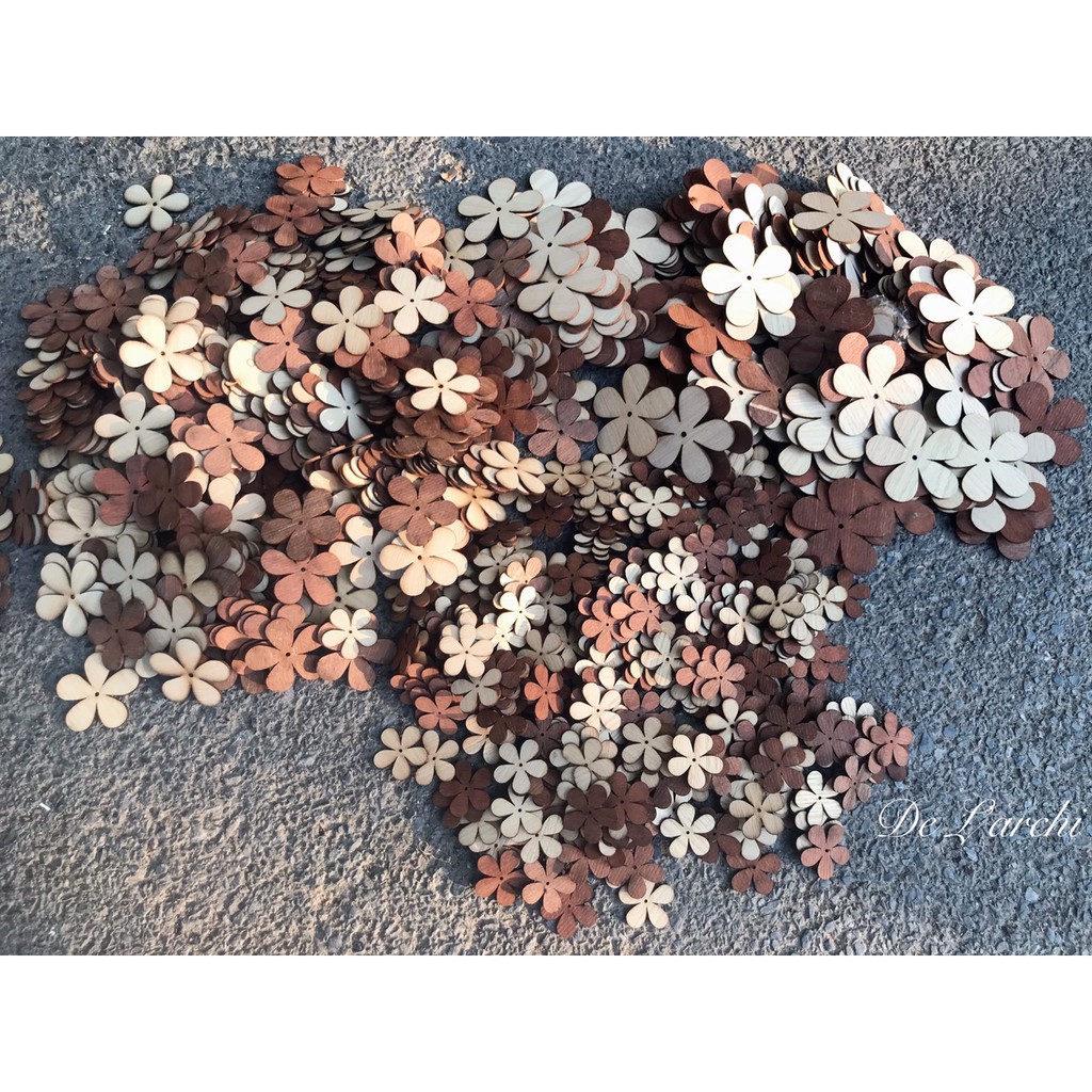 Bông Hoa gỗ decor trang trí, làm đồ handmade, bé tô màu
