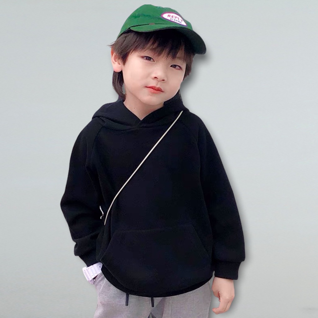 Áo khoác nỉ hoodie trơn trẻ em Con Xinh, thời trang thu đông dành cho bé từ 4 đến 10 tuổi