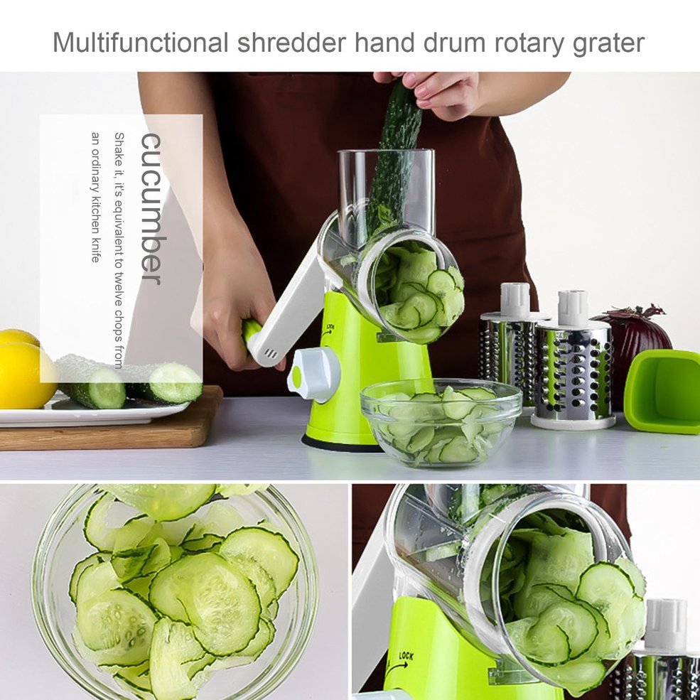 •NEW•Multifunctional Vegetable Shredder Rotary Grater Slicer Roller Shape Handle