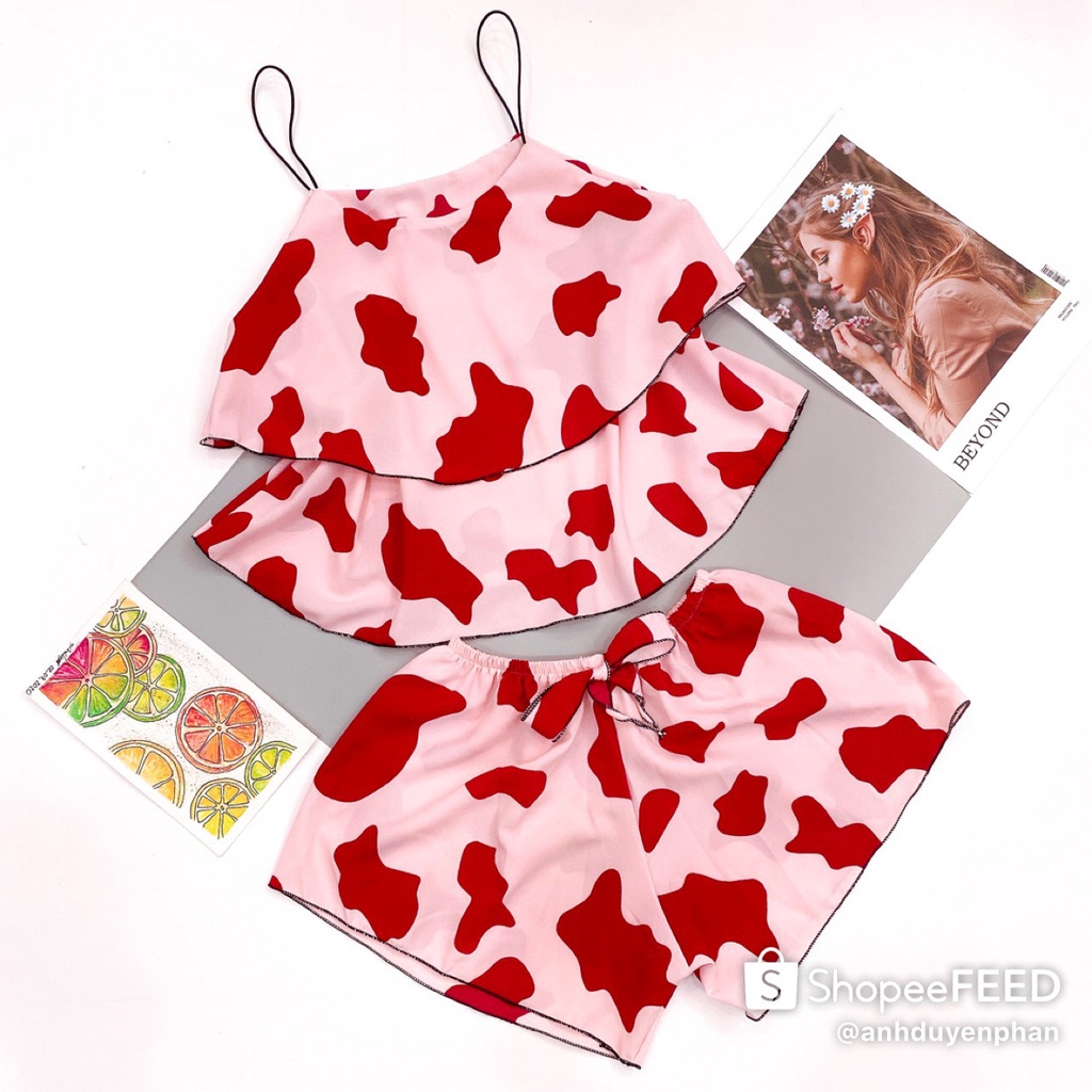 Đồ ngủ, đồ mặc nhà bò sữa hai dây vải đẹp mềm mại | BigBuy360 - bigbuy360.vn