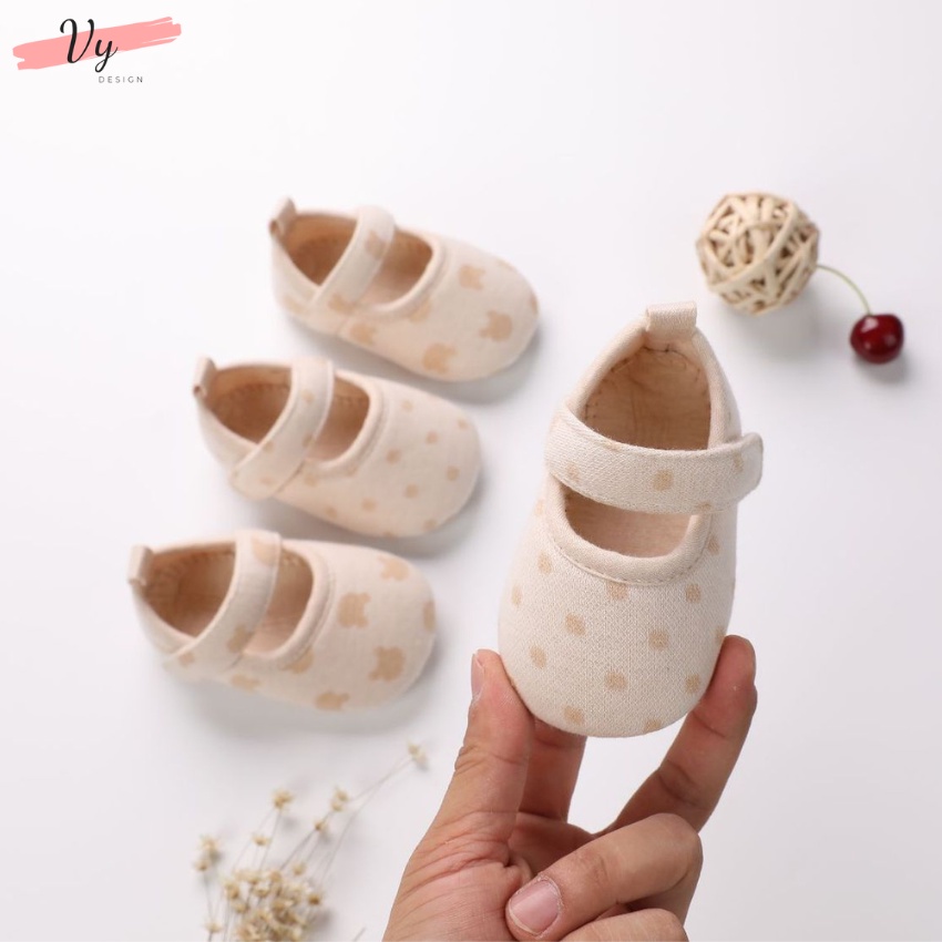 Giầy Cho Bé Sơ Sinh VY DESIGN. Giầy Bé Gái Chất Tự Nhiên Êm Mềm, Giầy Handmade Cho Bé, Giầy Công Chúa Bé Gái