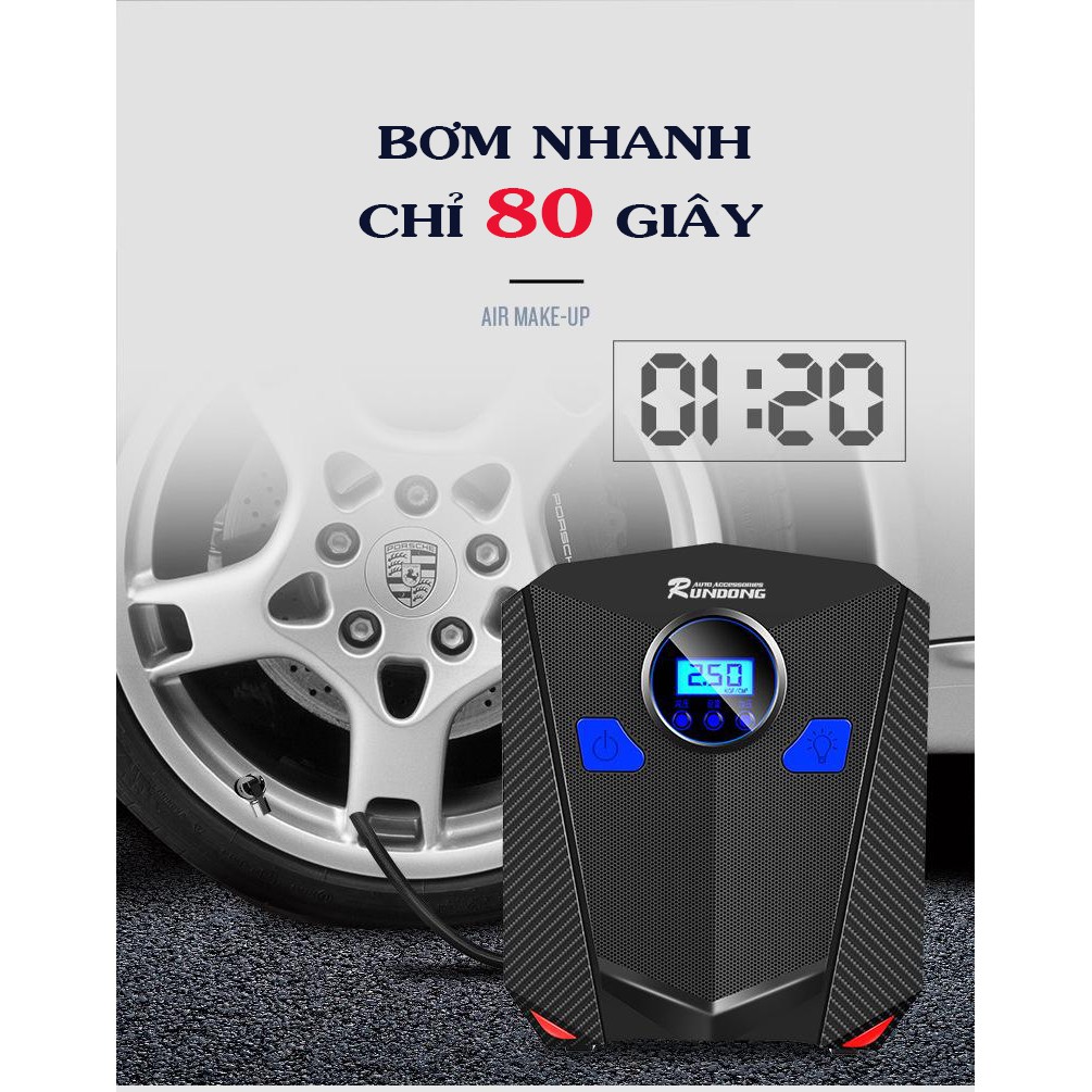 Máy Bơm Lốp ,Máy Bơm Xe Hơi RunDong Mini 12v Tự Động Ngắt Khi Đủ Áp Lực