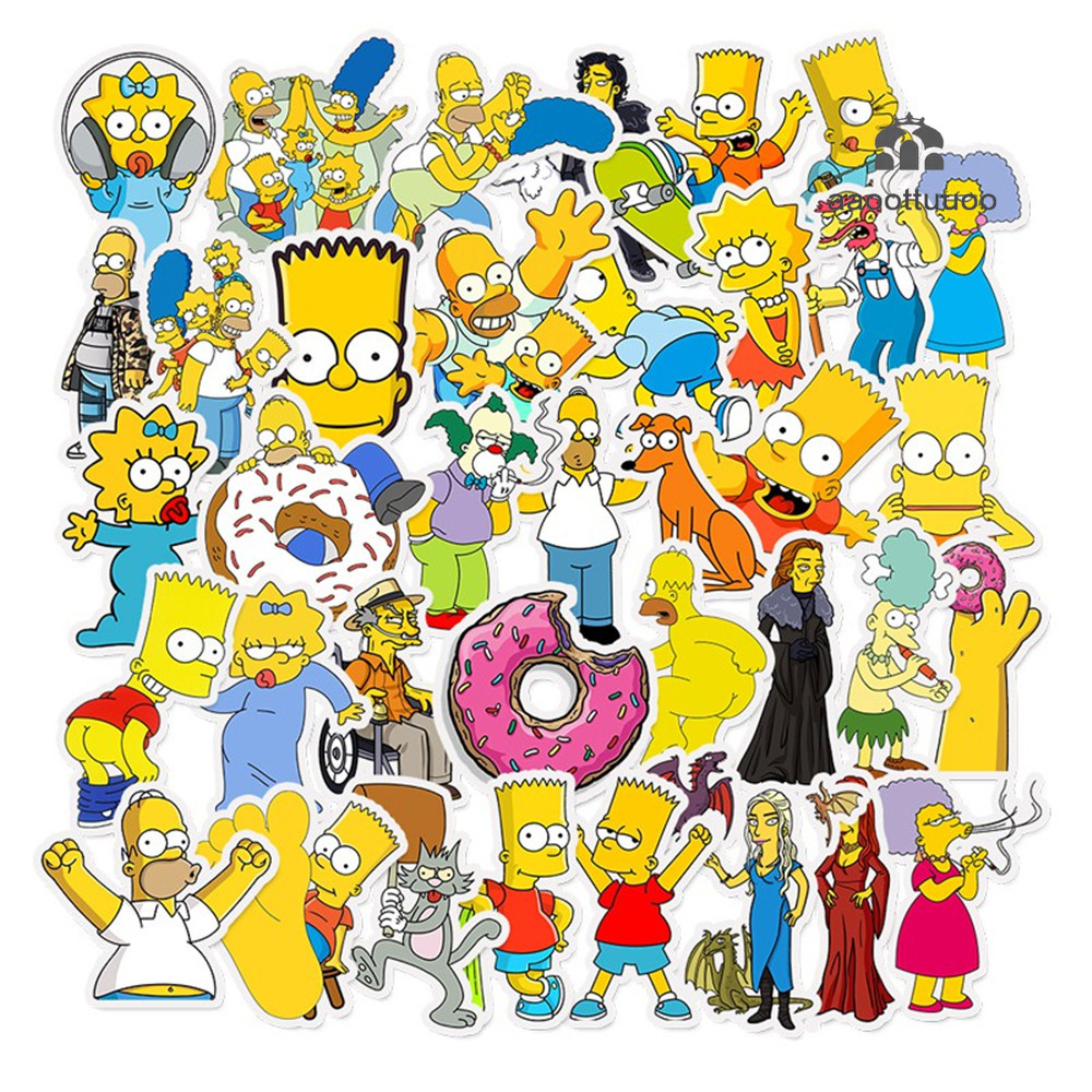 50 Miếng Dán Graffiti Hoạt Hình Simpsons Cho Xe Hơi, Xe Máy, Laptop