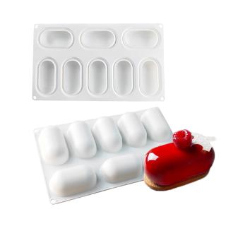 Ý Va Chạm Gối Hình Bánh Mousse Khuôn Silicon 8 Viên Hình Bầu Dục Viên Thuốc Hình Voan Bánh Nướng Khuôn