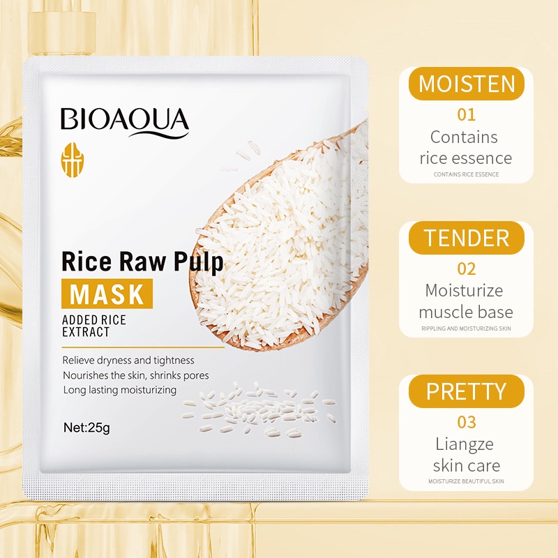 Mặt Nạ Trắng Da Bioaqua Với Cám Gạo Thu Nhỏ Lỗ Chân Lông Dưỡng Ẩm Luxuka MNB02
