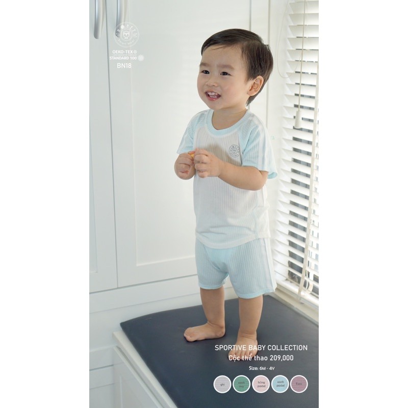 HRNEE ! Giảm 15%Bộ cộc tay quần đùi thể thao chobé 6m-4y chất liệu Modal super siêu mềm, siêu thấm, an toàn cho trẻ nhỏ!