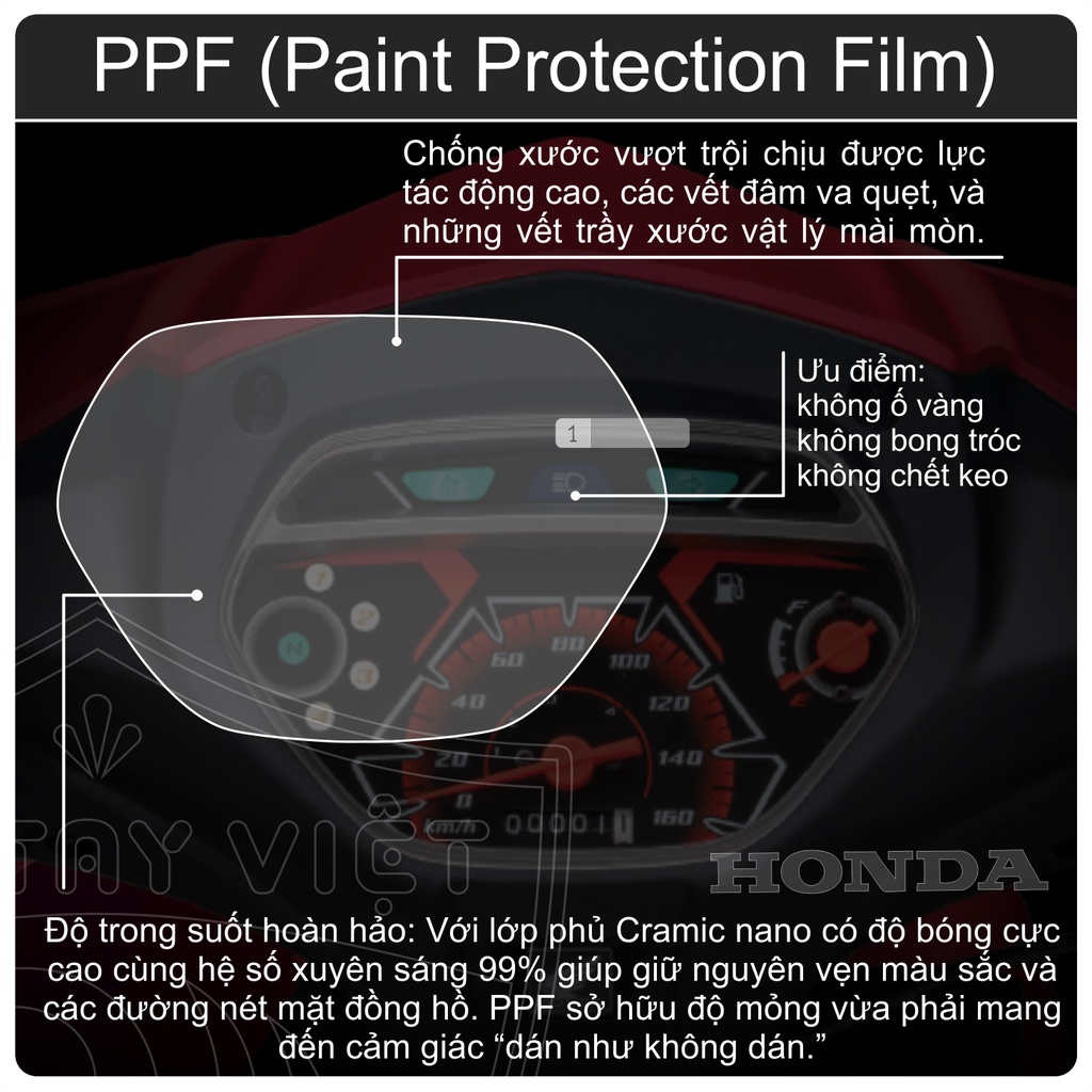 Miếng dán bảo vệ HONDA BLADE 110 chống trầy xước mặt đồng hồ HONDA BLADE 110