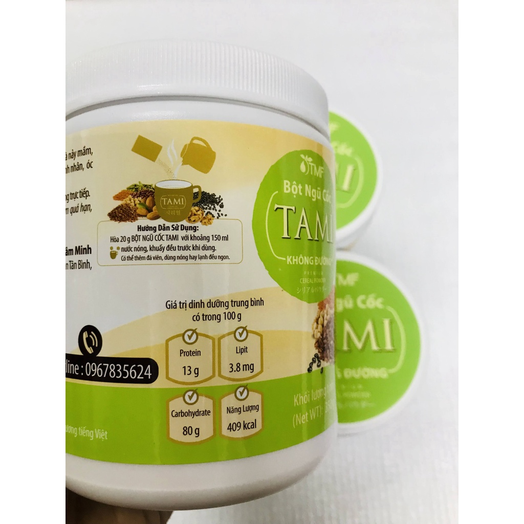 Bột ngũ cốc dinh dưỡng không đường Tami 350gr