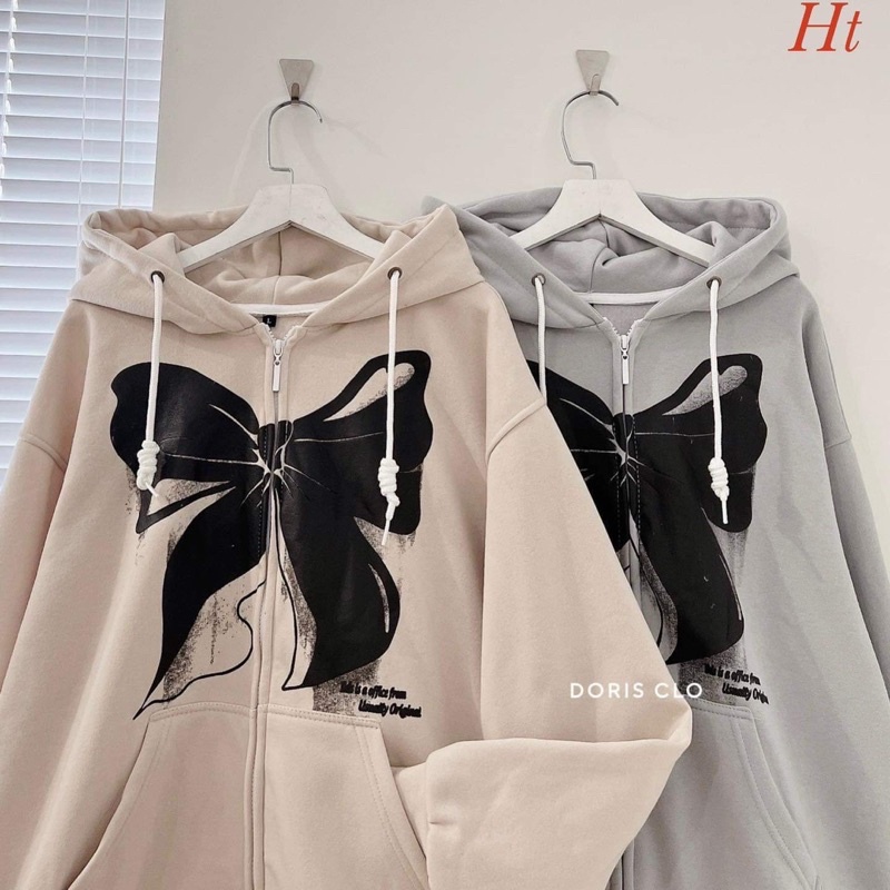Áo khoác nỉ cotton nơ hai mặt HT12