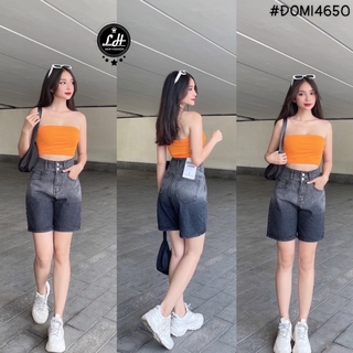 Quần jean ngố trơn lưng cao 2 nút (MS 40)