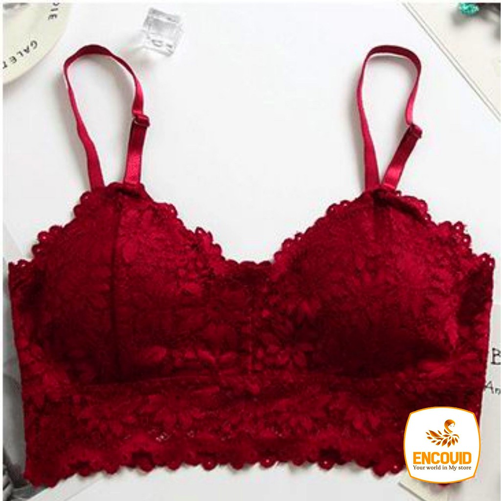Áo bra nữ len ren hoa quây 2 dây quyên rũ cao cấp giá rẻ ENCOVID ALN42