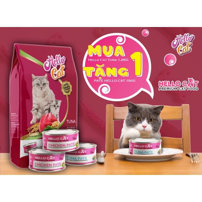 Hạt cho mèo,Thức ăn cho mèo HELLO CAT 1,2kg Kèm quà tặng pate