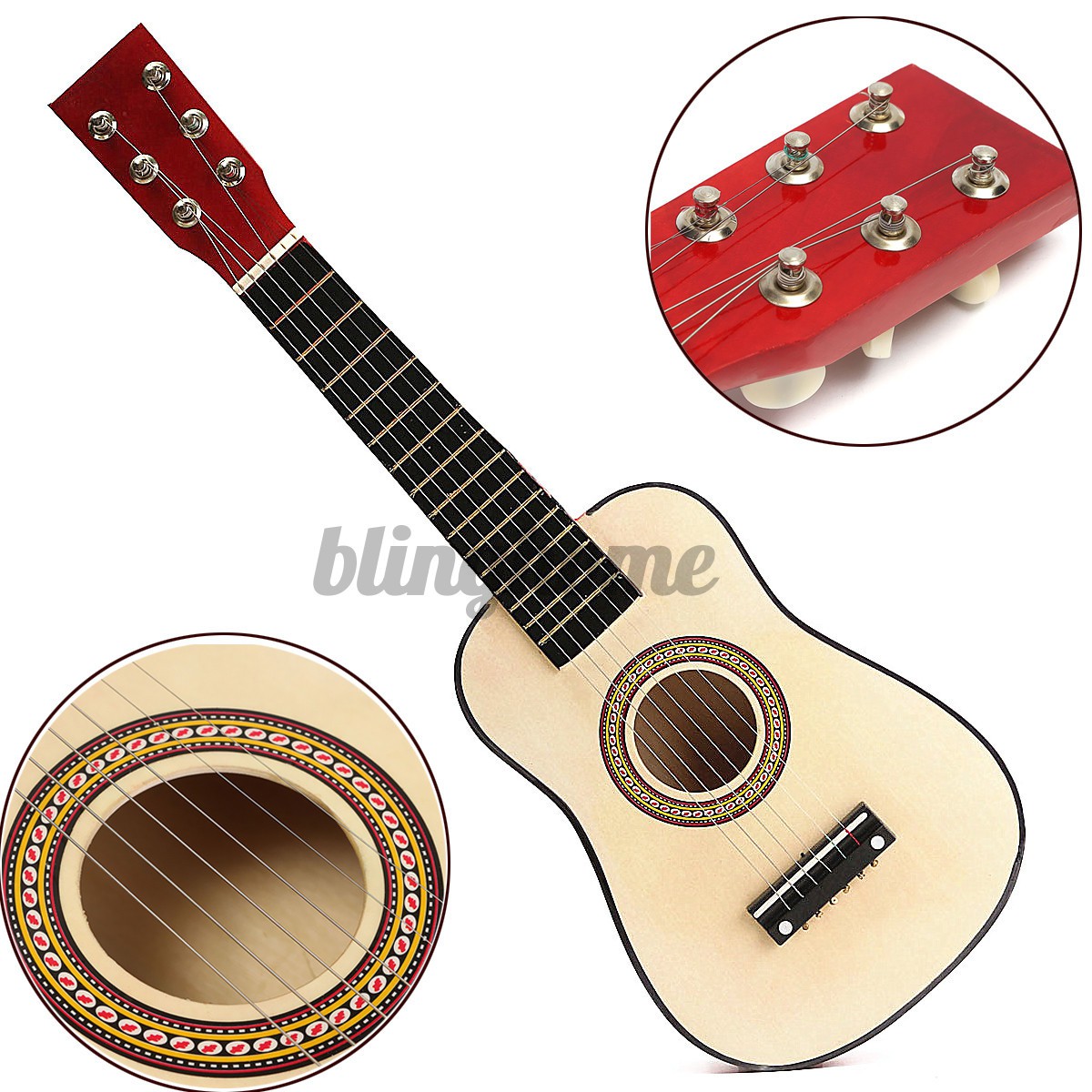 Đàn Guitar Màu Hồng 23 "Kèm 6 Dây Cho Bé Mới Tập Chơi