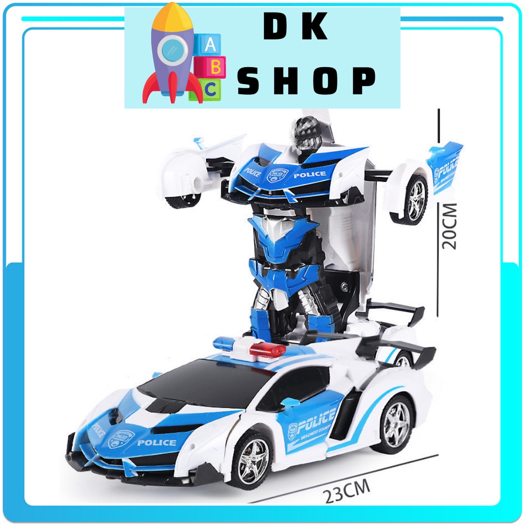 Xe oto điều khiển từ xa biến hình thành robot có sạc pin, có tặng kèm 3 pin AA thương hiệu DoReMon Shop