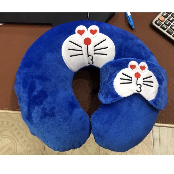 Gối cổ du lịch Do rae mon kèm bịt mắt nhung