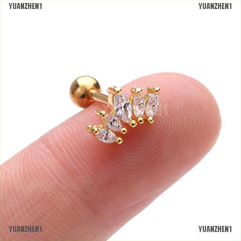[YUANZHEN1] Khuyên Xỏ Sụn Tai Bằng Pha Lê Helix