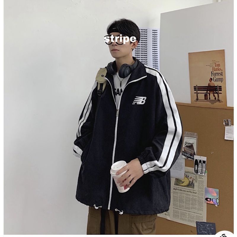 Áo gió , áo bomber , áo kaki bóng chày hai màu kem và đen cực hot cho nam nữ