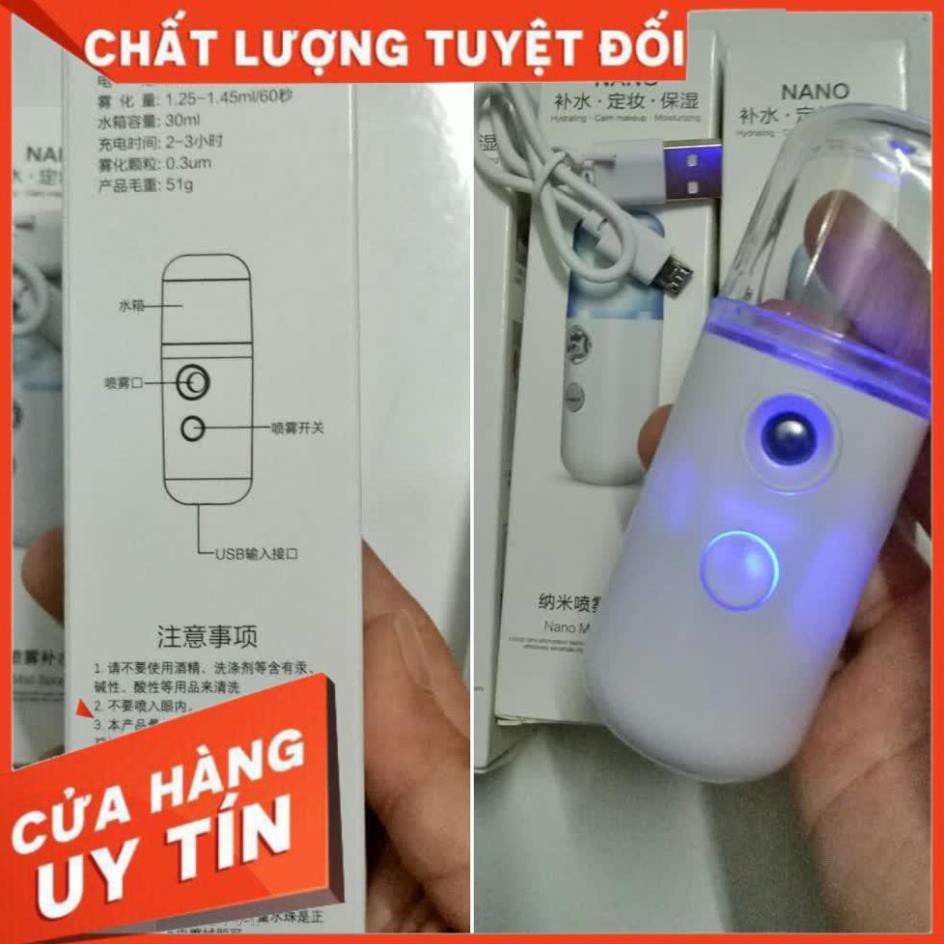 Máy Phun Sương Cầm Tay Xịt Khoáng MINI NANO Chính Hãng - Bản Full Phụ Kiện Cáp Sạc