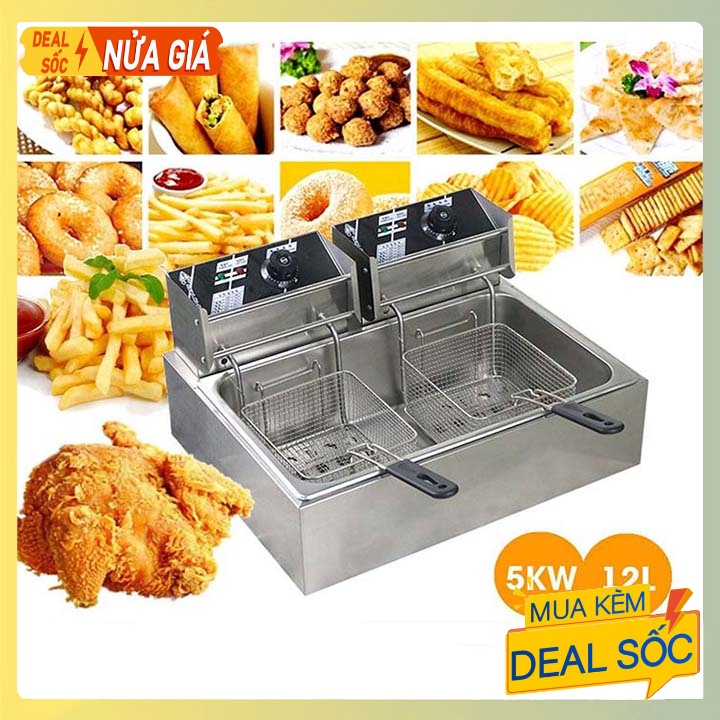 Bếp chiên nhúng , bếp chiên nhúng điện đôi 12L