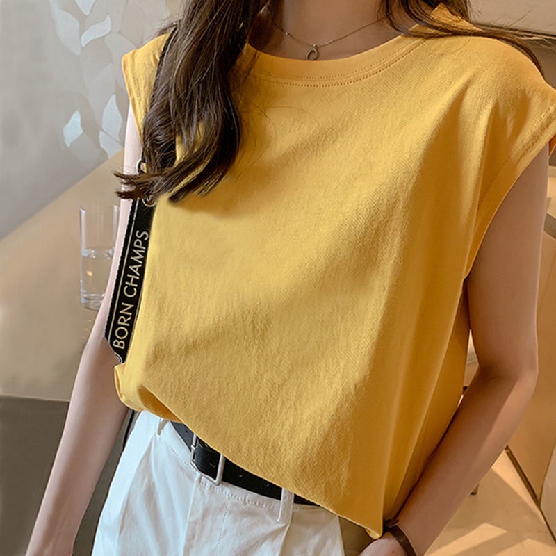 Áo Thun Sát Nách Dáng Rộng Thời Trang Mùa Hè Hàn Quốc Cho Nữ