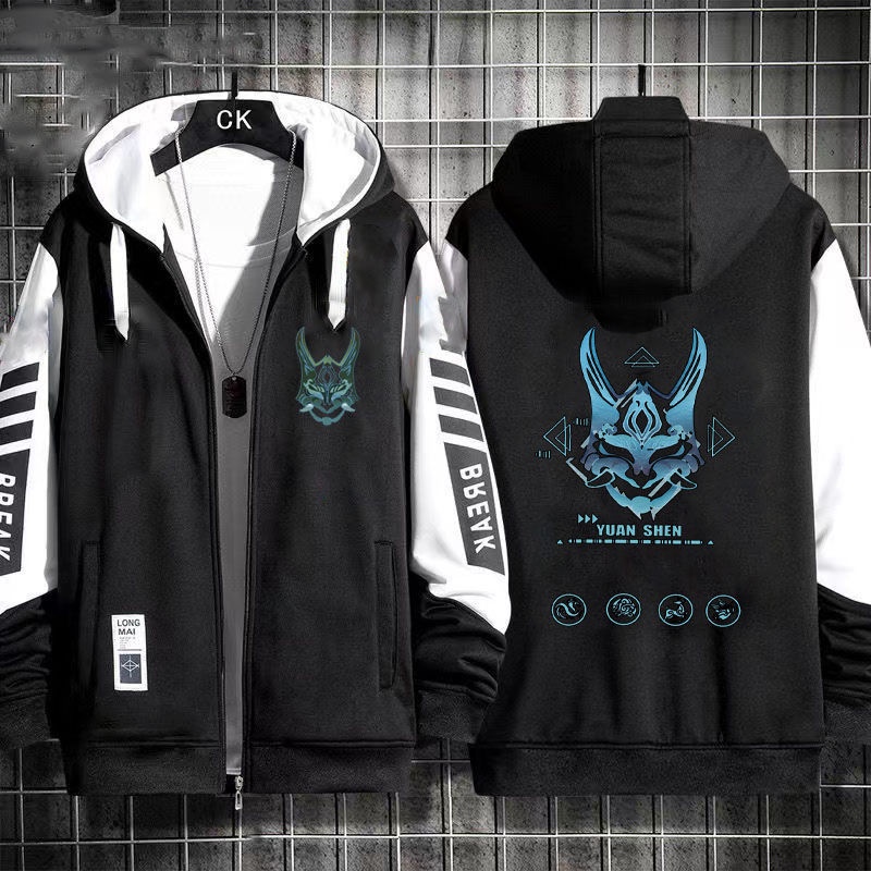 Genshin Impact Zhongli yan Wangye Hooded Sweater Spring and Autumn Thin Men's Clothes Loose Personality Top Jacket Teenagers