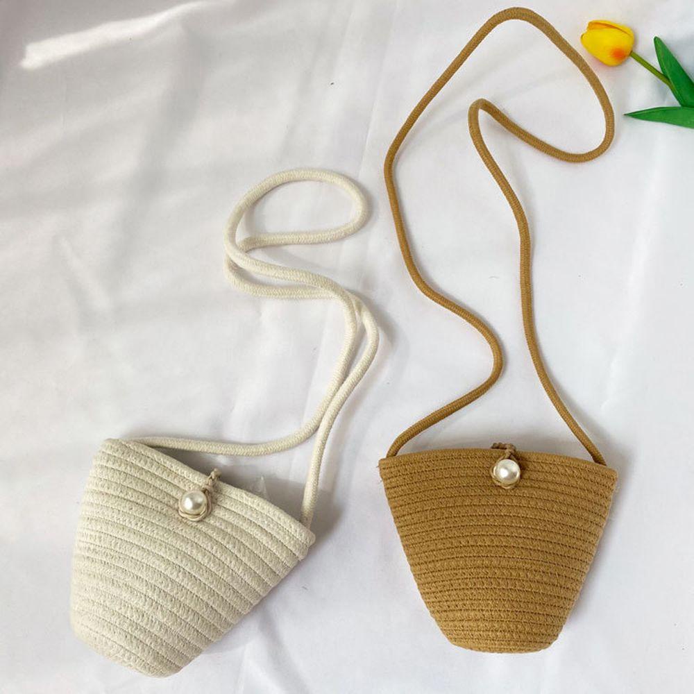 IVORY Túi Đeo Chéo Đan Lát Phong Cách Hàn Quốc Dễ Phối Đồ