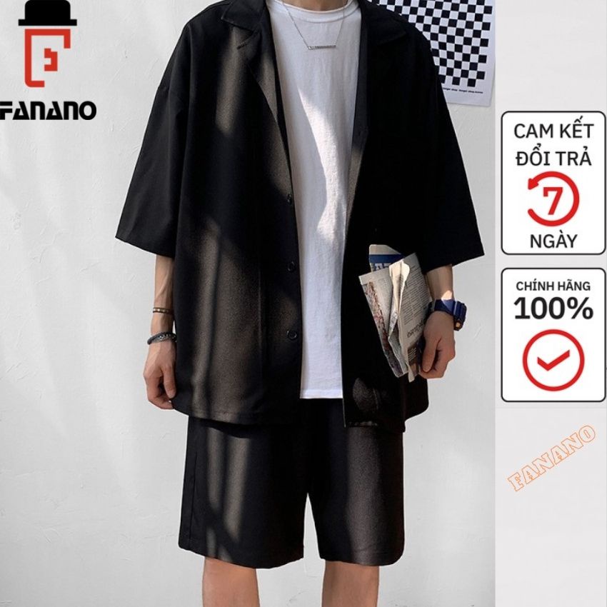 Bộ Đồ Blazer Nam Tay Ngắn Fanano, Set Blazer Nam Tay Lỡ  Fanano Sc03