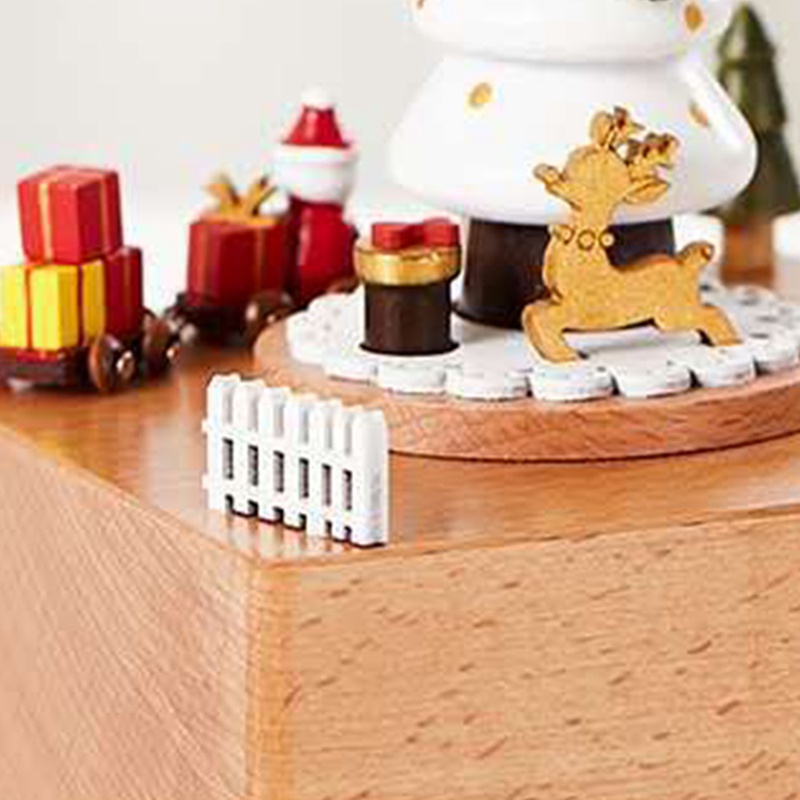 Hộp Nhạc Gỗ Hình Ông Già Noel / Cây Thông / Tàu Lửa / Cây Thông / Năm Mới Phong