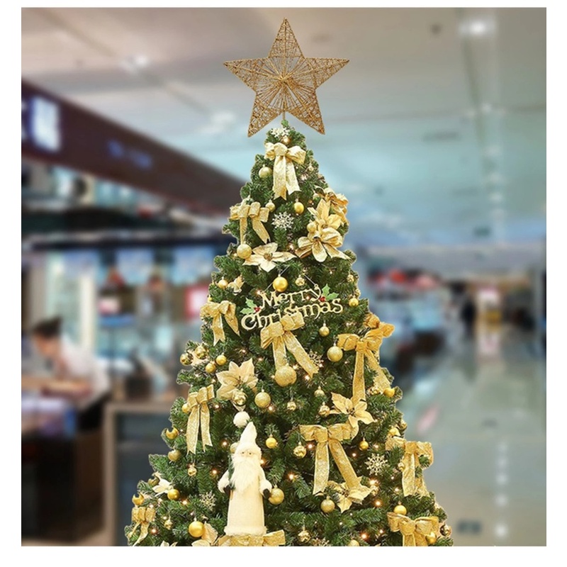Ngôi sao năm cánh đính kim tuyến nhiều màu tùy chọn dùng treo trang trí cây thông Noel trong nhà vào dịp lễ Giáng Sinh