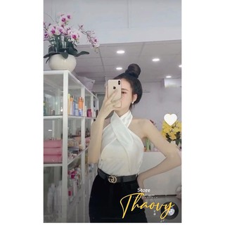áo phi lụa yếm chéo cổ cực hot sexy