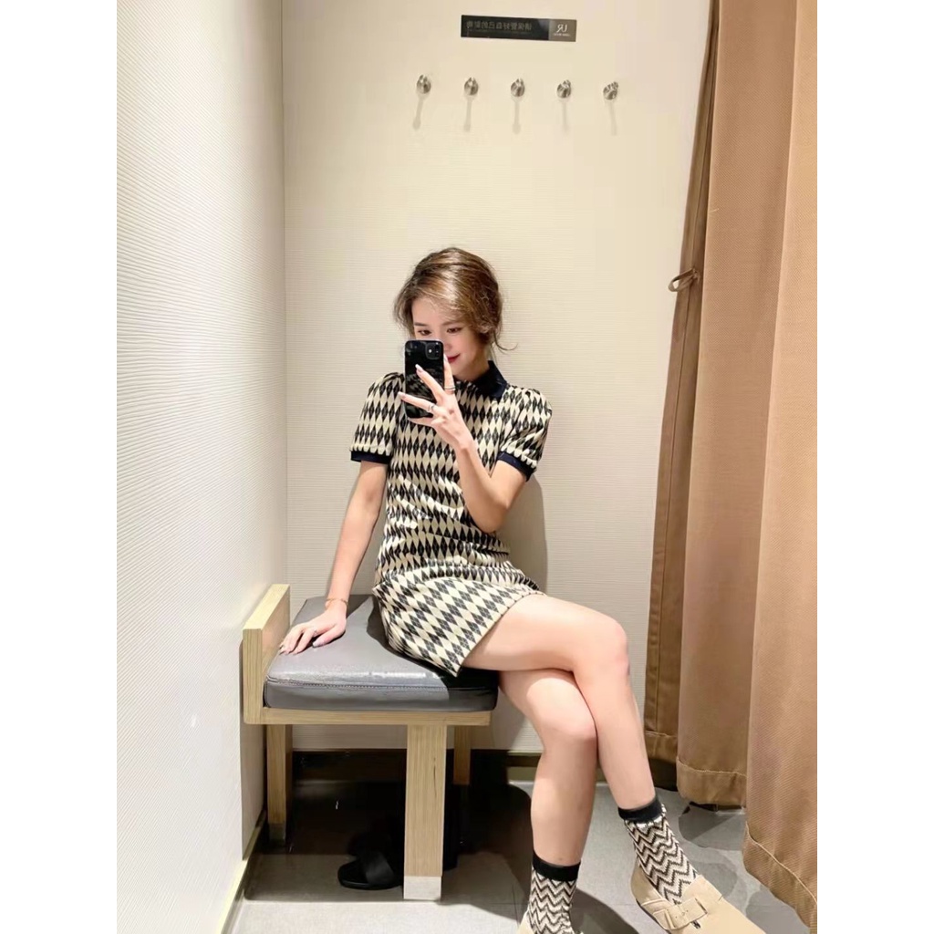 Đầm cổ polo phong cách retro thời trang hè 2022 cho nữ wu02s7ee2000