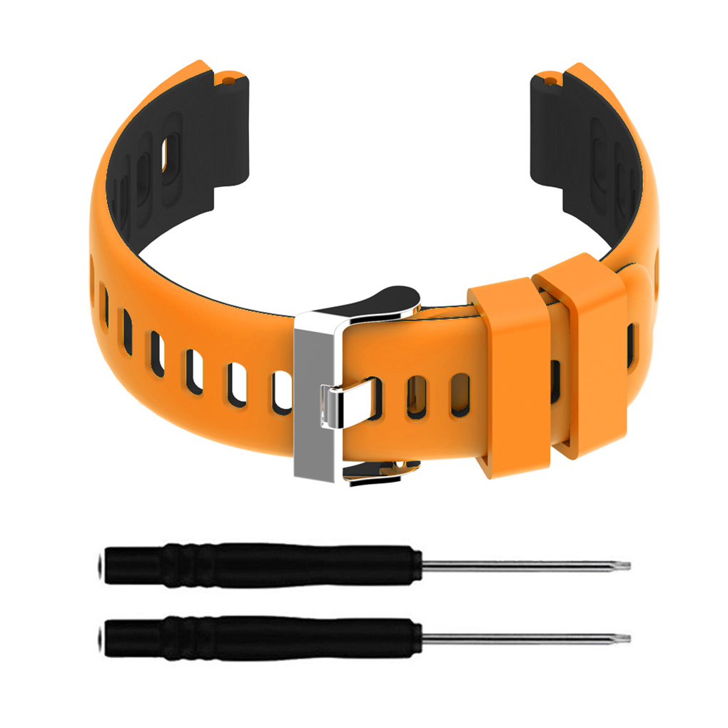 Dây Đeo Thay Thế Màu Đen Cam Cho Đồng Hồ Thông Minh Garmin Forerunner 220 / 230 / 235 / 620 / 630 / 735xt