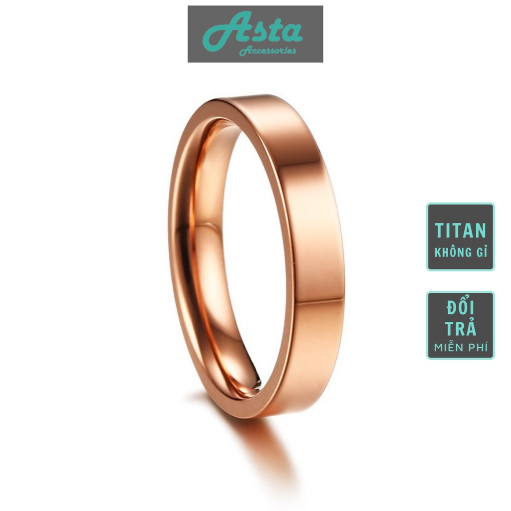 Nhẫn nam nữ tròn Asta Accessories màu bạc thời trang chất Titan đẹp đơn giản không gỉ - Nhẫn Sigol