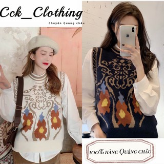 Áo gile len nữ hoa tiết độc lạ cổ tròn dáng basic phong cách thời trang trẻ trung năng động Hàn Quốc_M20