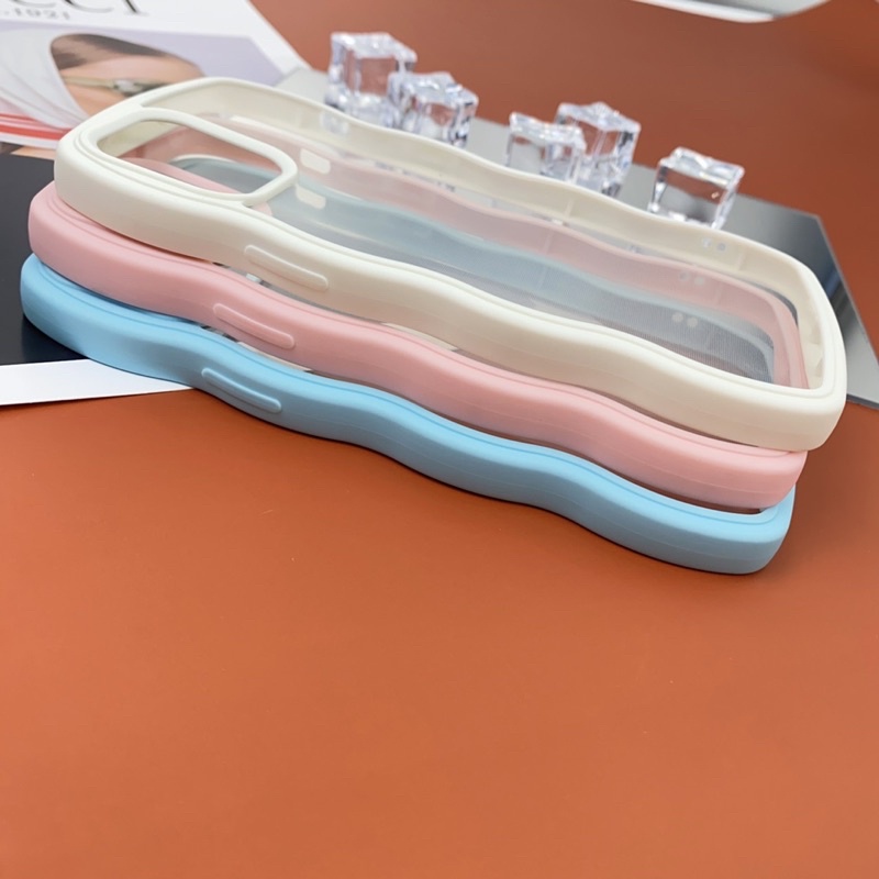 Ốp lưng iphone mây sóng Dẻo bo viền 7/8/SE/11/12/13/Pro/Promax/Max màu hồng, xanh, trắng nhẹ nhàng xinh xắn