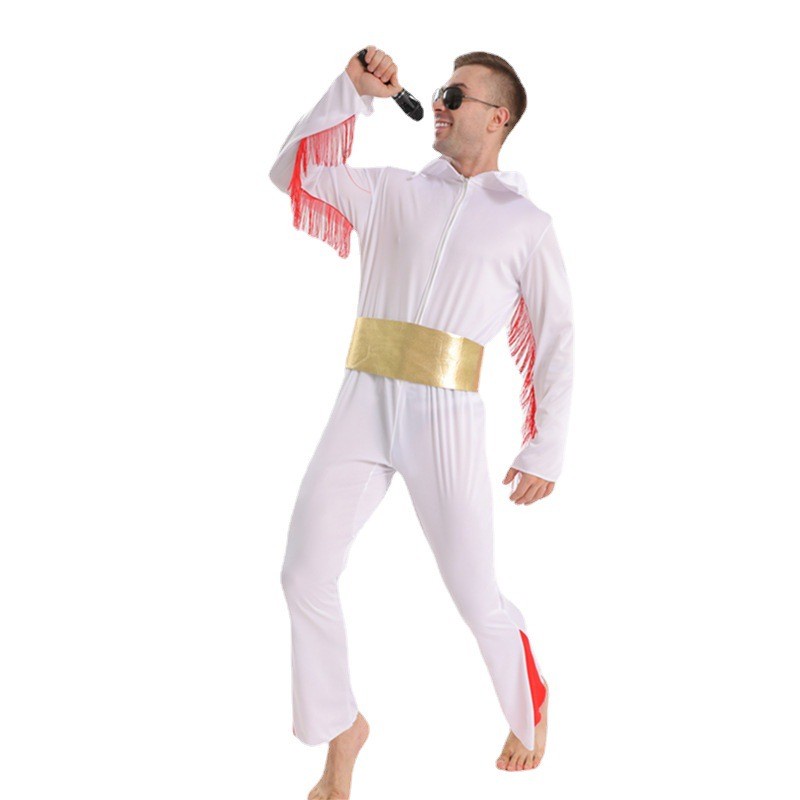 Người đàn ông trưởng thành Elvis Presley Trang phục Cosplay Ca sĩ nhạc Rock Halloween Sân khấu Biểu diễn Jumpsuit Quần áo