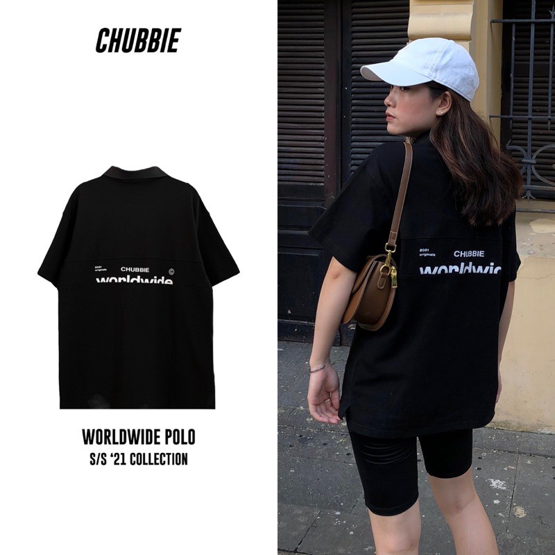 ÁO POLO OVERSIZE CHUBBIE một màu Đen duy nhất - CHUBBIE WORLDWIDE POLO