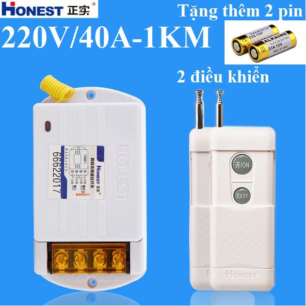Công tắc điều khiển từ xa 1KM 22V/40A 2 điều khiển Honest tặng thêm 2 pin sơ cua - BIG BANG VIỆT NAM