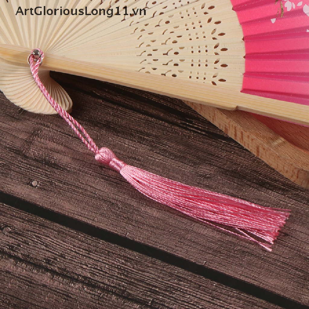 Quạt Xếp Cầm Tay Bằng Tre Lụa Họa Tiết Hoa Phong Cách Trung Quốc Cổ Điển