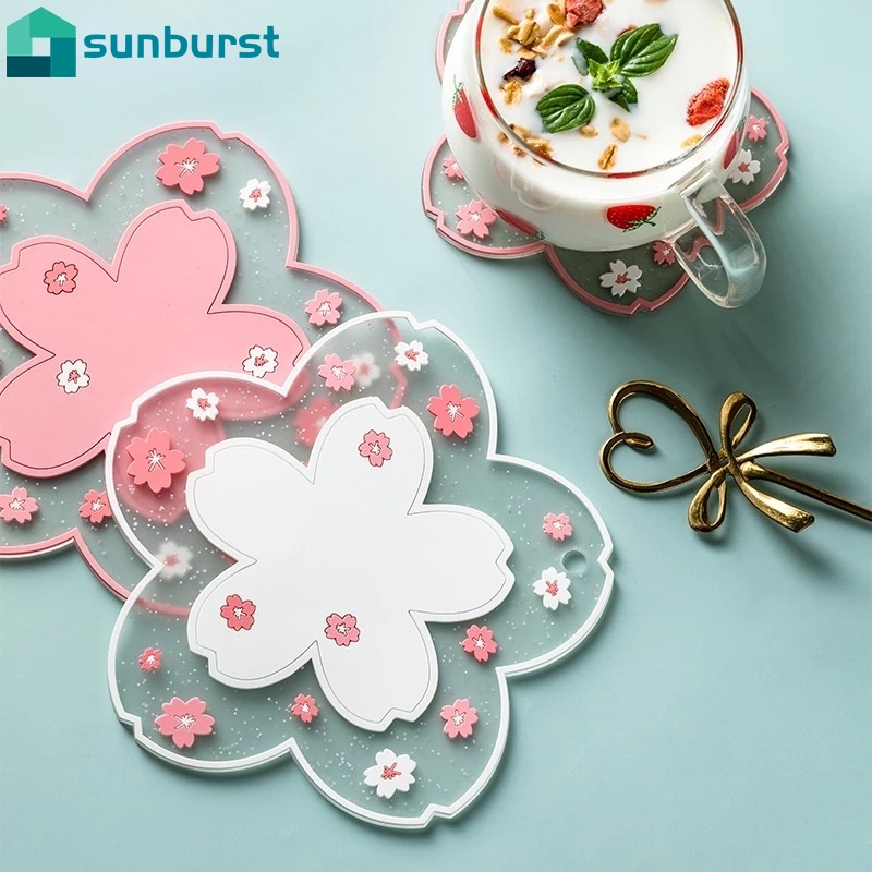 Tấm Lót Bàn Ăn Chống Trượt/Chống Trầy Xước Họa Tiết Hoa Anh Đào Dễ Thương