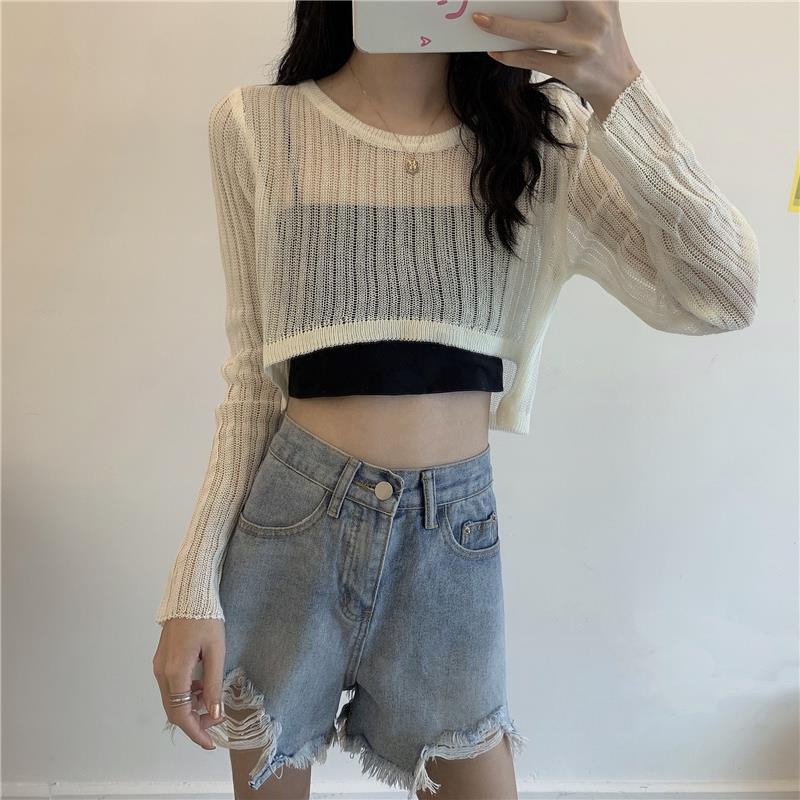 COZOK Áo Thun Dáng Rộng Hở Rốn Chống Nắng Phong Cách Hàn Quốc Cho Nữ