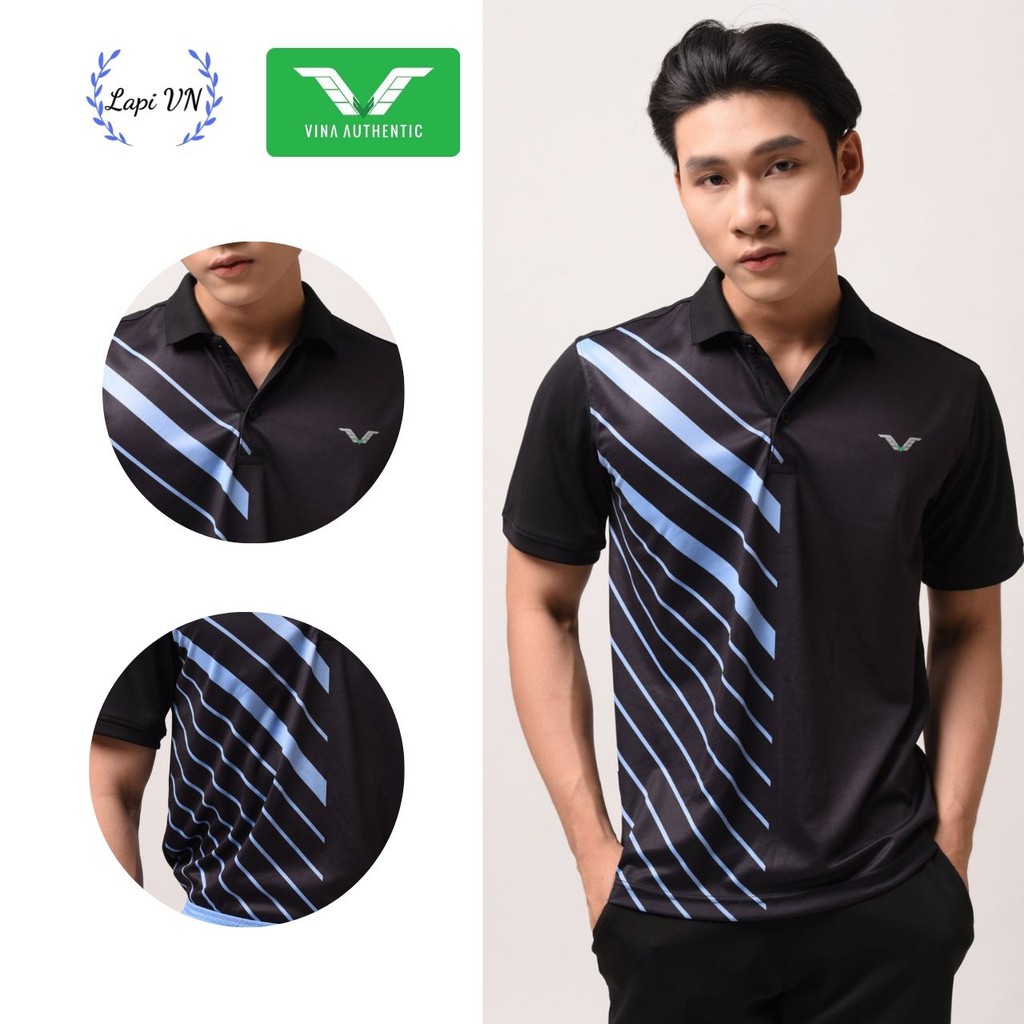 Áo Cầu Lông Nam Cổ Trụ AVP06 Vina Sport- Lapi VN Áo Tập Gym Tennis , Chất Thun Thấm Hút Mồ Hôi, Thoáng Mát, Full Size